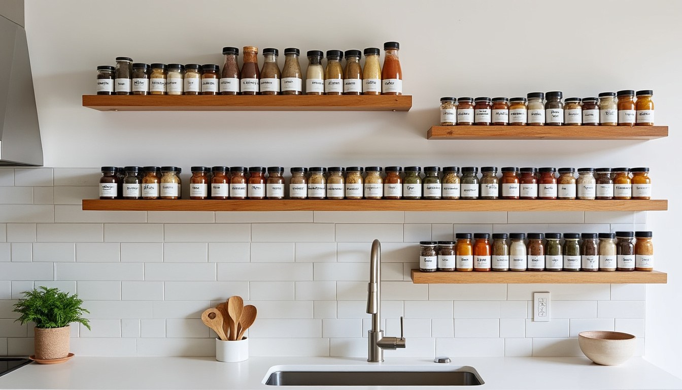 discover creative kitchen shelving ideas to beautifully display your spices and jars, enhancing both organization and style in your cooking space.