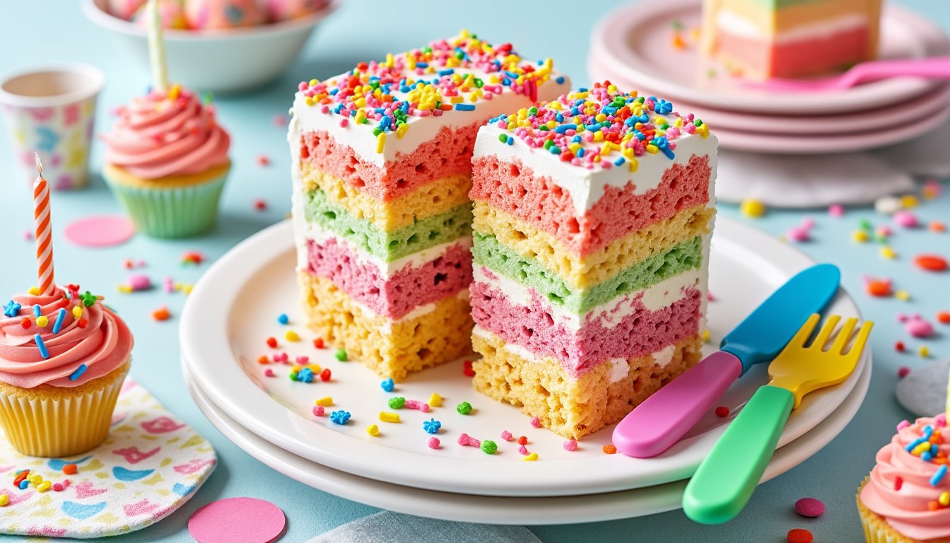 discover the ultimate no-bake rice krispie treat cake recipe – a fun, easy, and delicious party dessert perfect for kids of all ages!