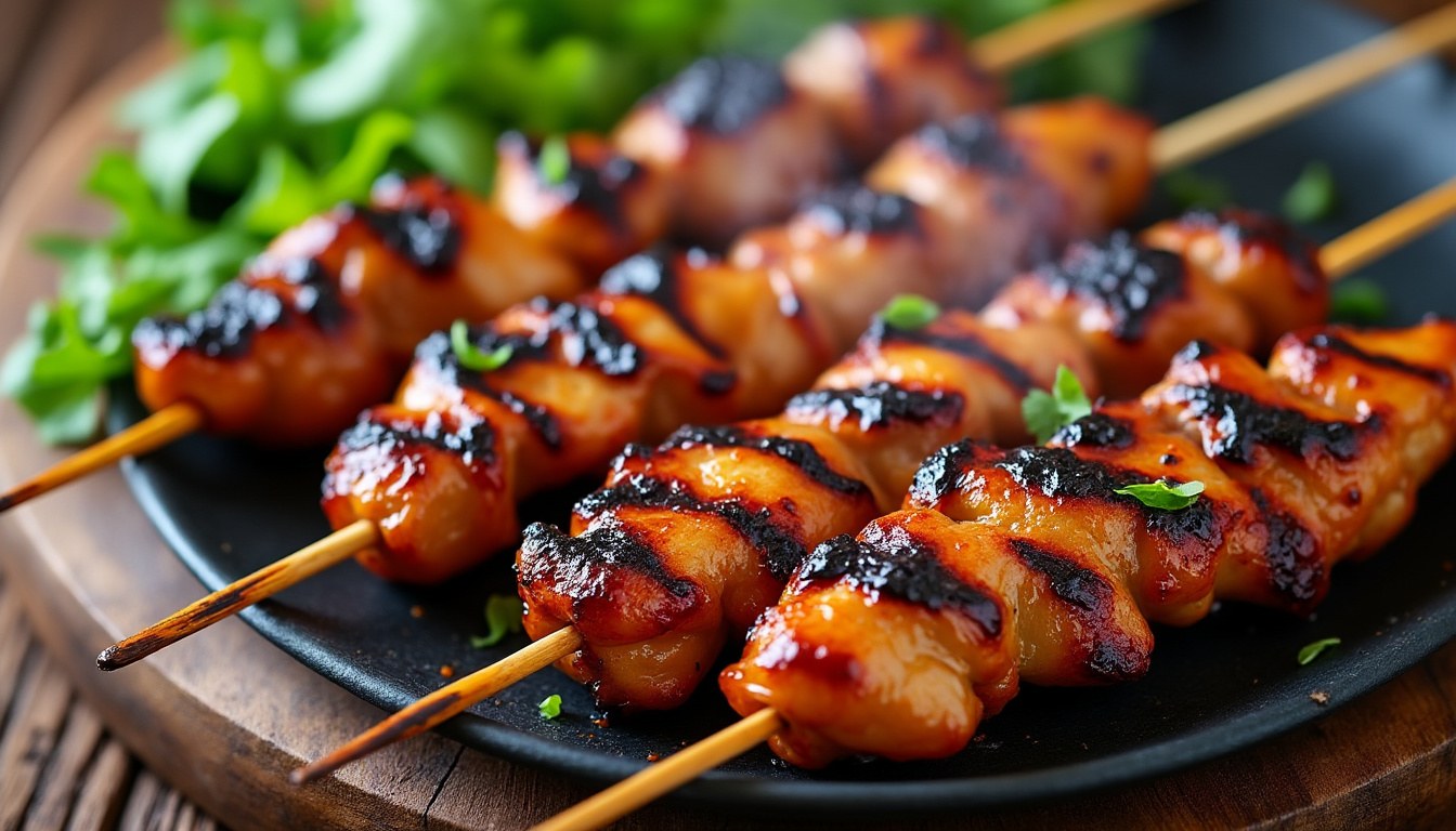 learn how to make authentic satay chicken skewers with a rich, homemade peanut sauce. easy recipe for delicious grilled chicken perfect for any occasion.